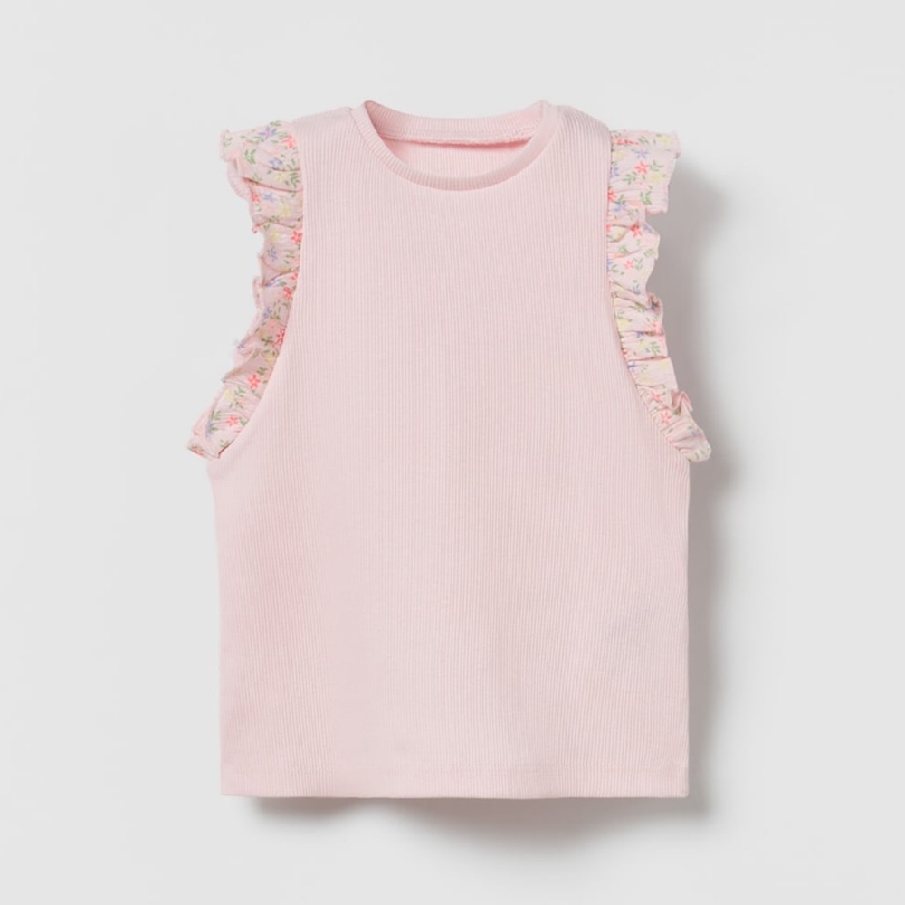 Zara Ruffled Ribbed T-Shirt 2T-3T